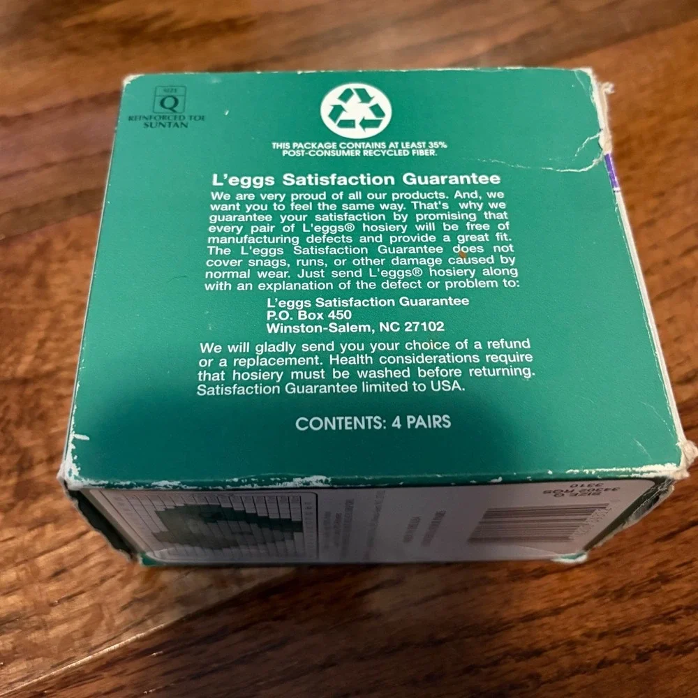 L'eggs Pantyhose Vintage 90s Suntan Reinforced Toe 4-Pack Size Q Olympics NWOT